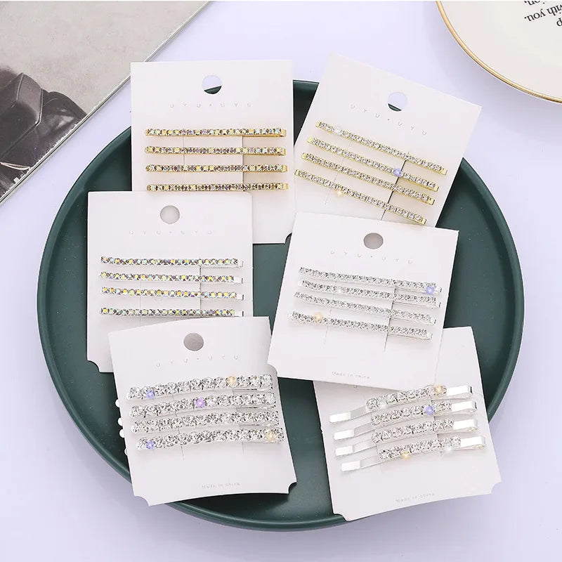 Simple Style Solid Color Metal Plating Inlay Rhinestones Hair Clip