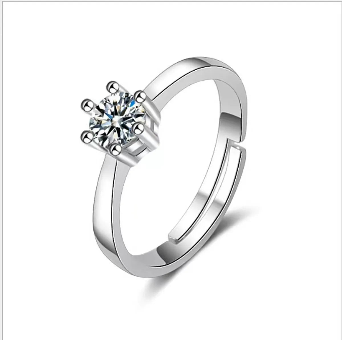 Simple Style Solid Color Metal Plating Inlay Zircon White Gold Plated Couple Open Ring