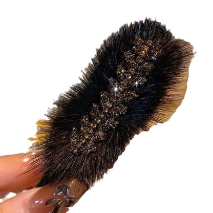 Simple Style Solid Color Mink Hair Patchwork Hair Clip