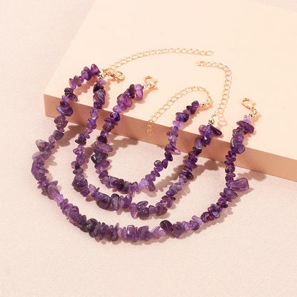 Simple Style Solid Color Natural Stone Bracelets Anklet Necklace