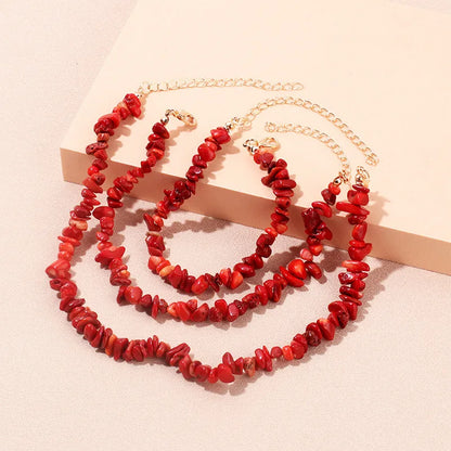 Simple Style Solid Color Natural Stone Bracelets Anklet Necklace