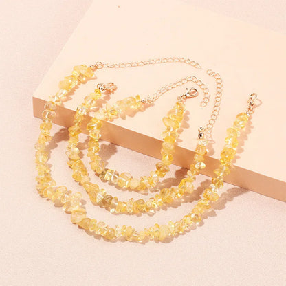 Simple Style Solid Color Natural Stone Bracelets Anklet Necklace