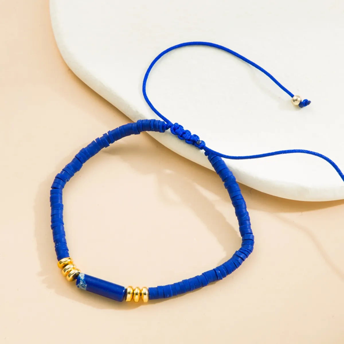 Simple Style Solid Color Natural Stone Rope Handmade Knitting Drawstring Bracelets