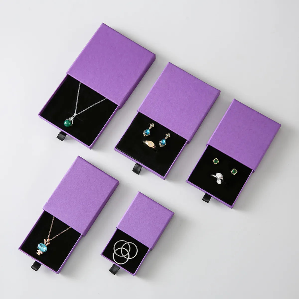 Simple Style Solid Color Paper Jewelry Boxes