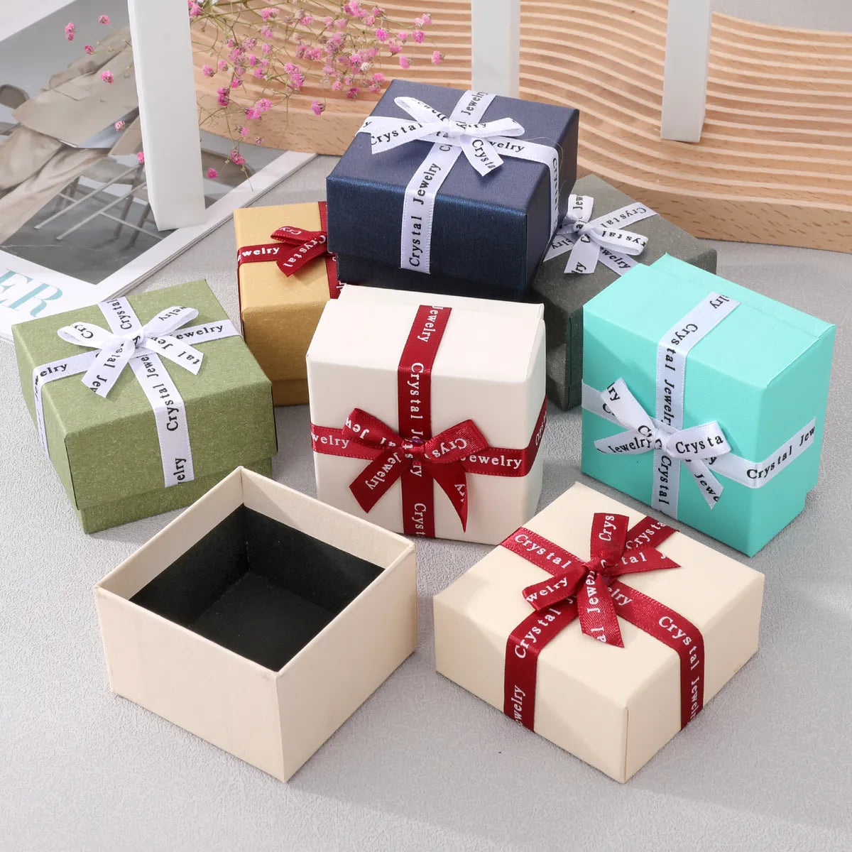 Simple Style Solid Color Paper Jewelry Boxes