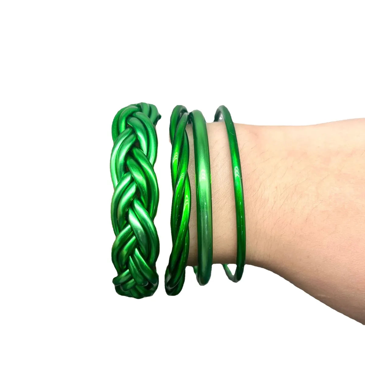 Simple Style Solid Color Plastic Braid Unisex Wristband