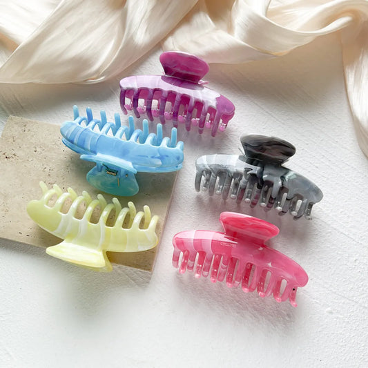 Simple Style Solid Color Plastic Resin Hollow Out Hair Claws