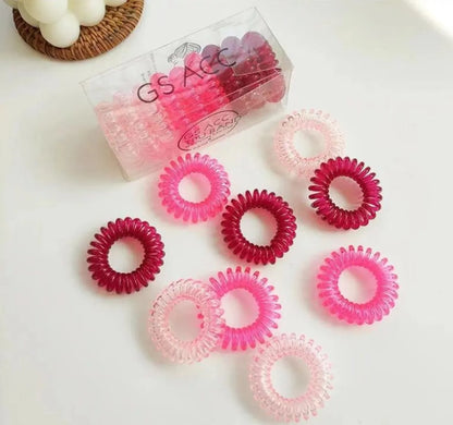 Women'S Simple Style Solid Color Plastic Stoving Varnish Telephone Cord Hair Tie