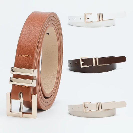 Simple Style Solid Color Pu Leather Alloy Women'S Leather Belts