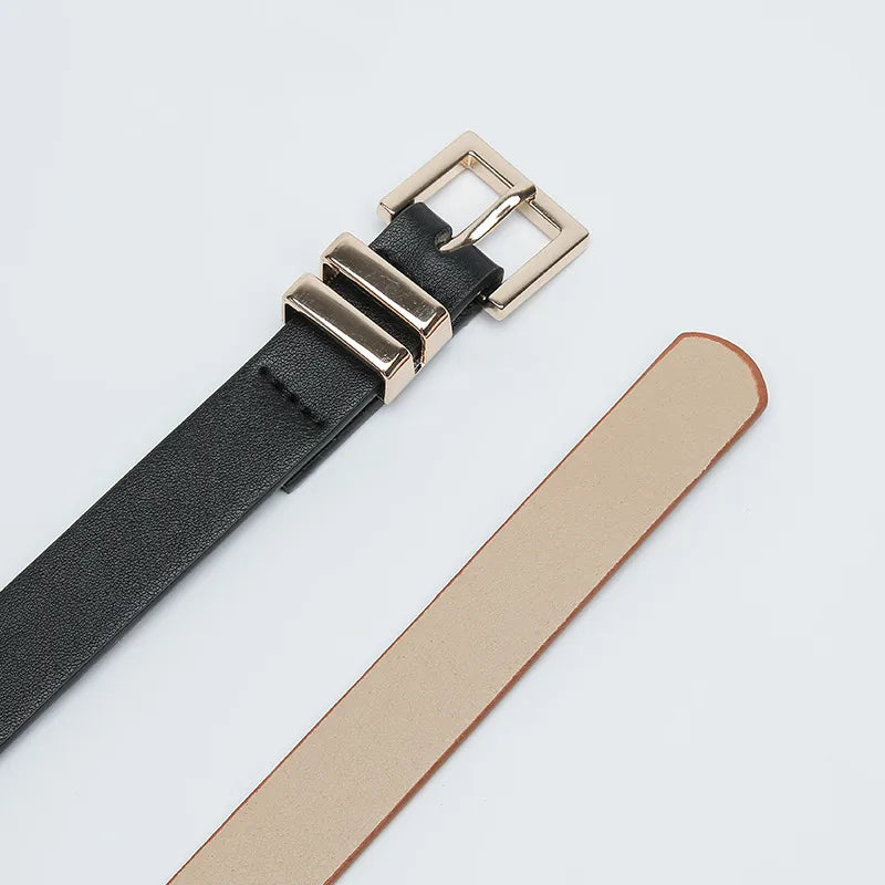 Simple Style Solid Color Pu Leather Alloy Women'S Leather Belts