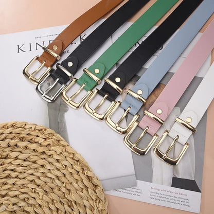 Simple Style Solid Color Pu Leather Alloy Women'S Leather Belts