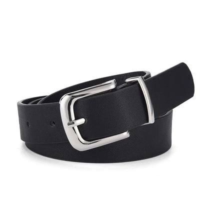 Simple Style Solid Color Pu Leather Alloy Women'S Leather Belts