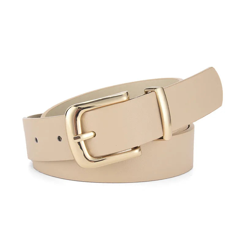 Simple Style Solid Color Pu Leather Alloy Women'S Leather Belts