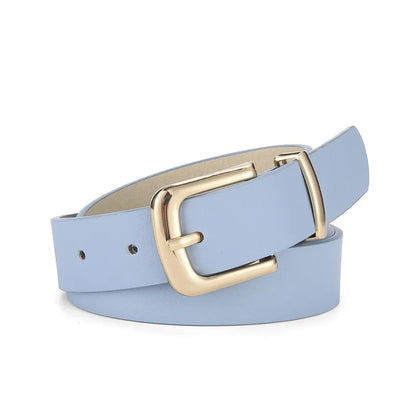 Simple Style Solid Color Pu Leather Alloy Women'S Leather Belts