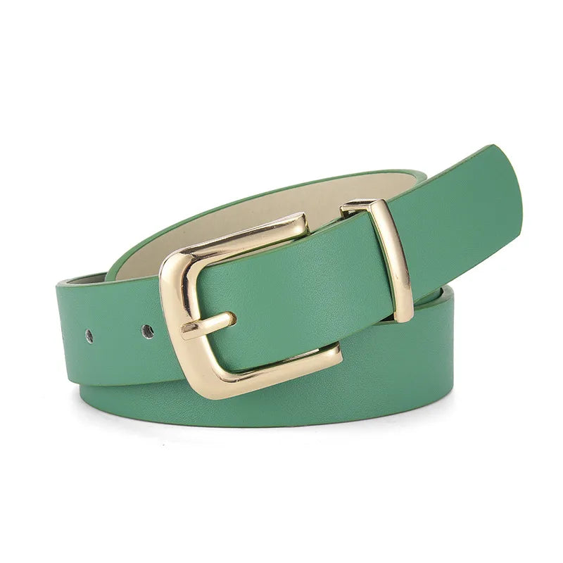 Simple Style Solid Color Pu Leather Alloy Women'S Leather Belts