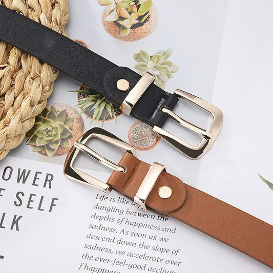 Simple Style Solid Color Pu Leather Alloy Women'S Leather Belts