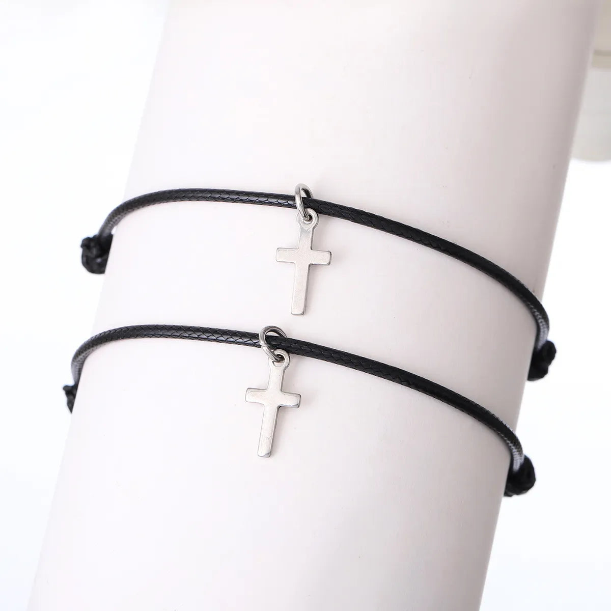 Simple Style Solid Color Pu Leather Braid Couple Bracelets