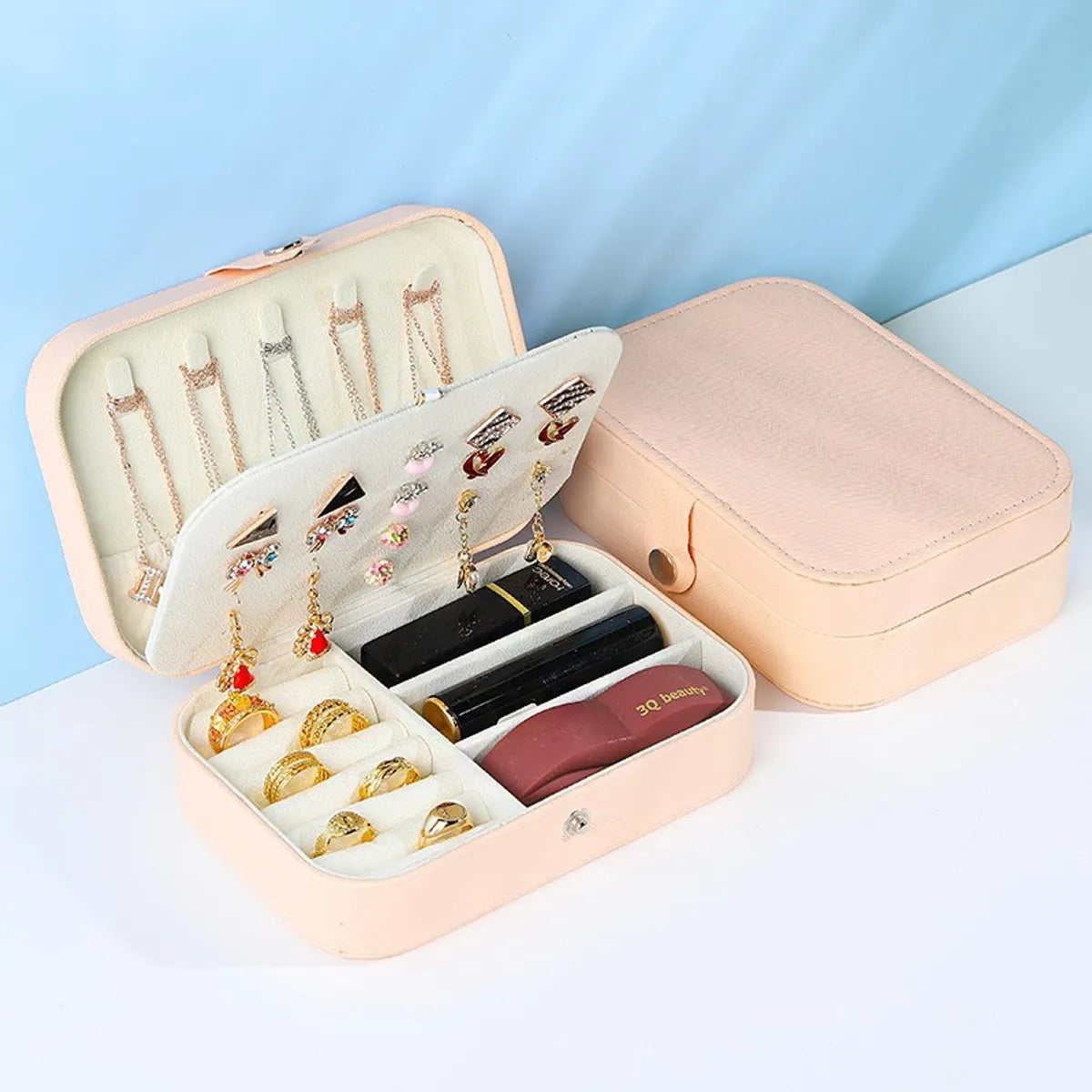 Simple Style Solid Color Pu Leather Flannel Jewelry Boxes