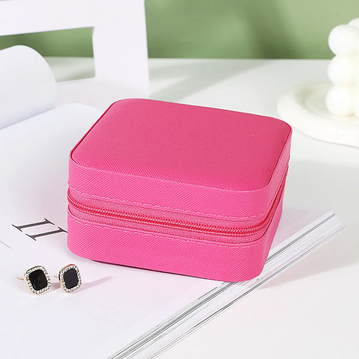 Simple Style Solid Color Pu Leather Jewelry Boxes 1 Piece