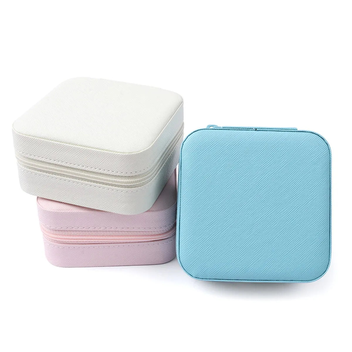 Simple Style Solid Color Pu Leather Jewelry Boxes