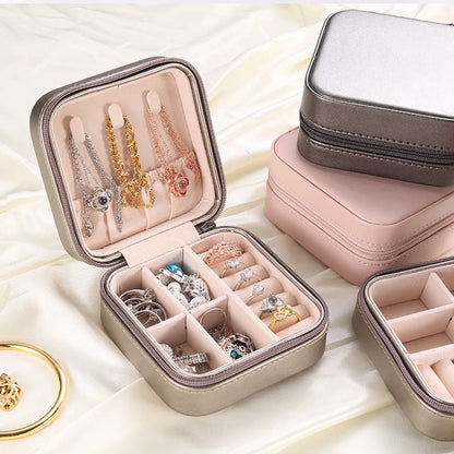 Simple Style Solid Color Pu Leather Jewelry Boxes