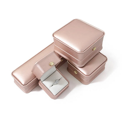 Simple Style Solid Color Pu Leather Jewelry Boxes