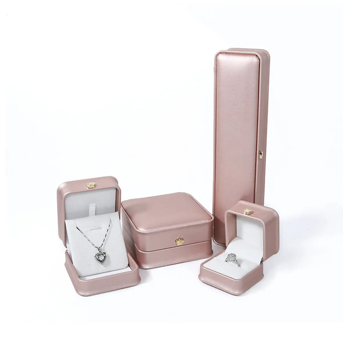 Simple Style Solid Color Pu Leather Jewelry Boxes