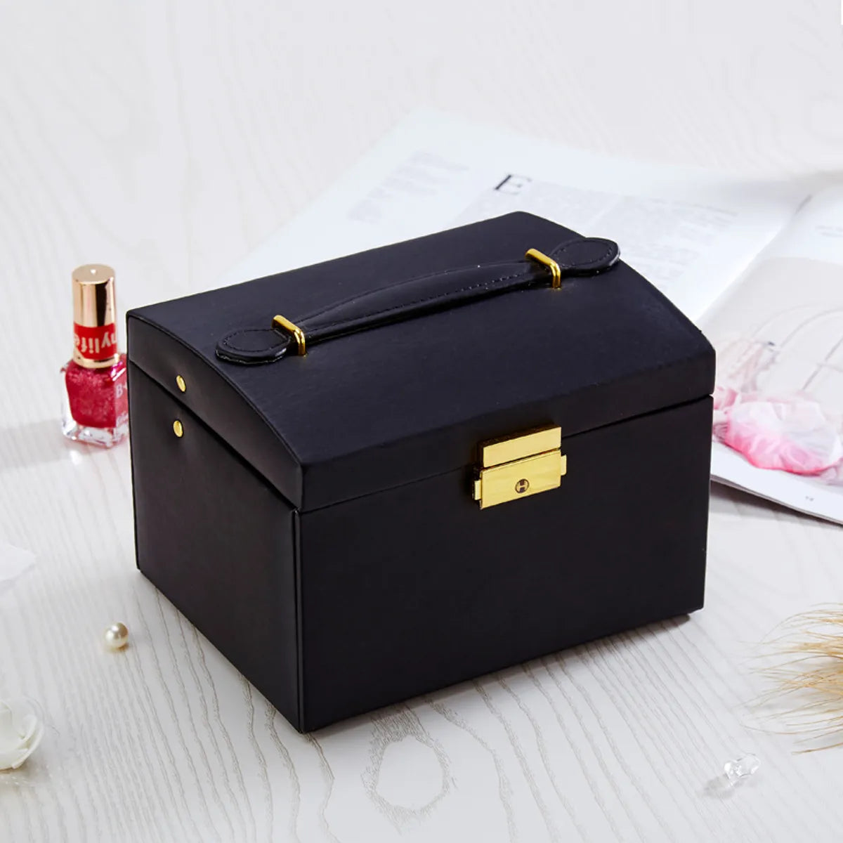 Simple Style Solid Color Pu Leather Jewelry Boxes