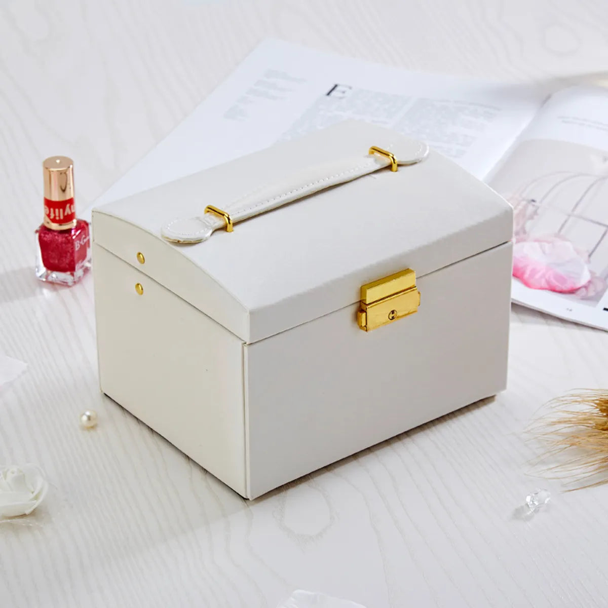 Simple Style Solid Color Pu Leather Jewelry Boxes