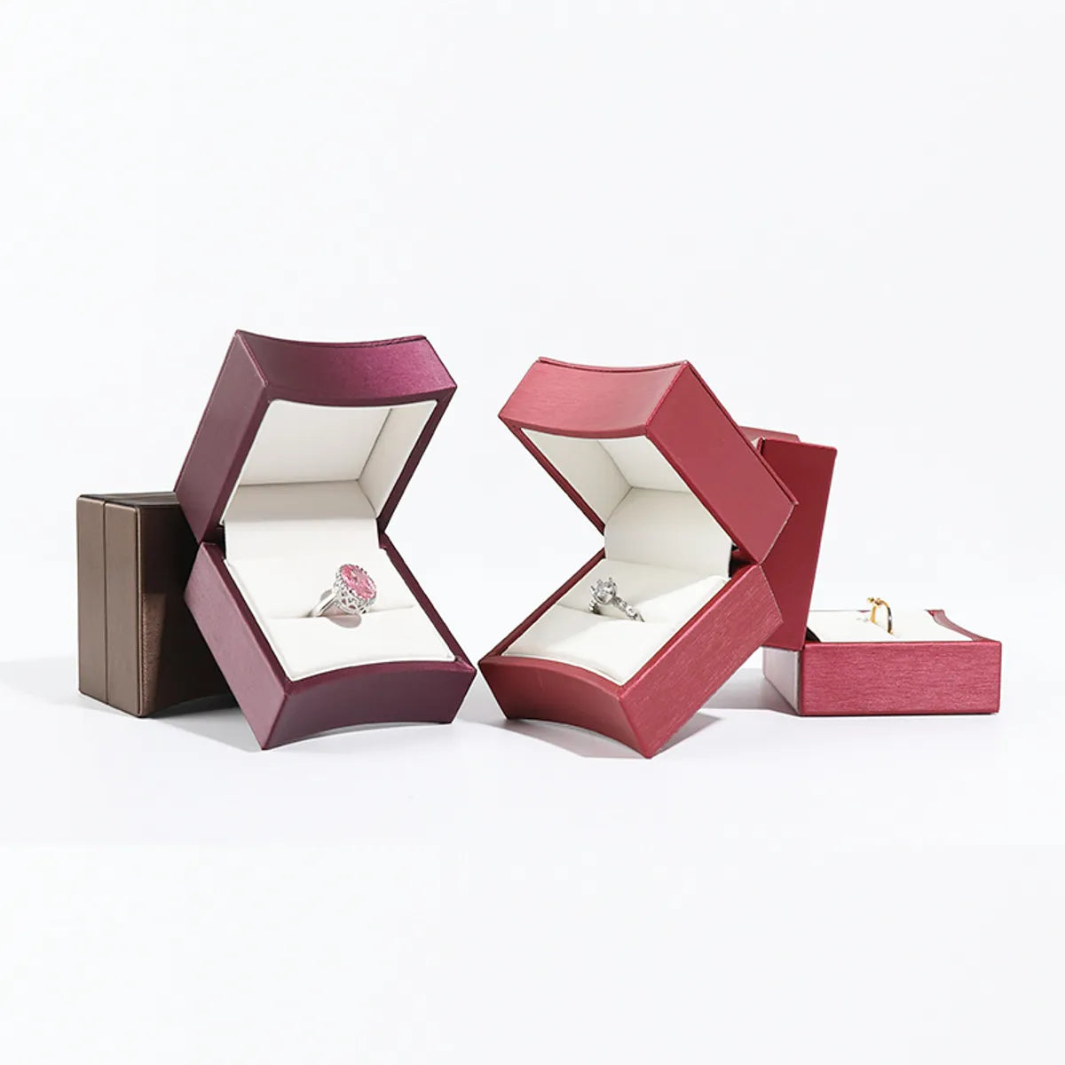 Simple Style Solid Color Pu Leather Jewelry Boxes