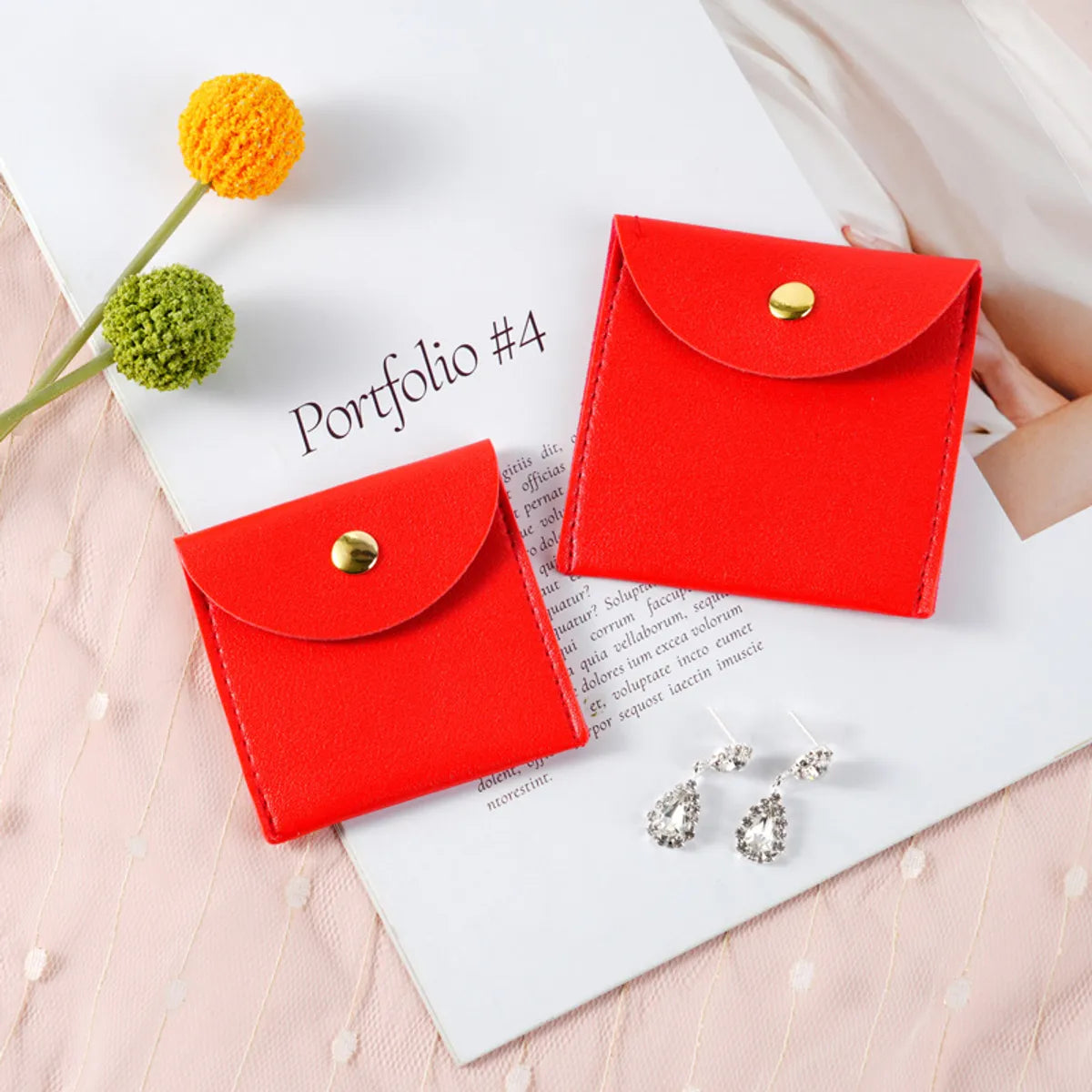 Simple Style Solid Color Pu Leather Jewelry Packaging Bags