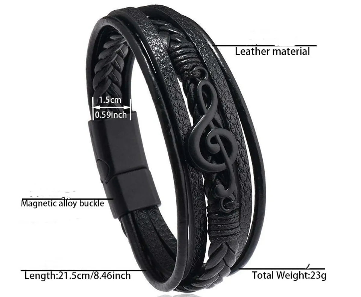 Simple Style Solid Color Pu Leather Men'S Bangle