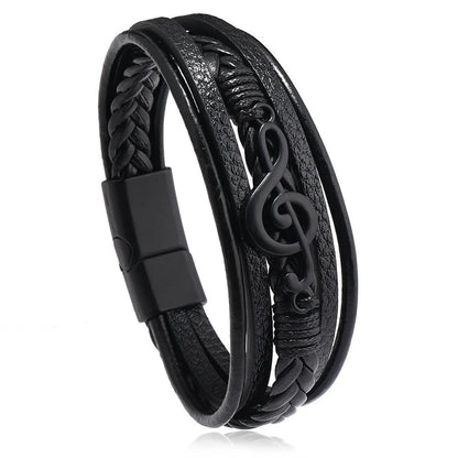 Simple Style Solid Color Pu Leather Men'S Bangle