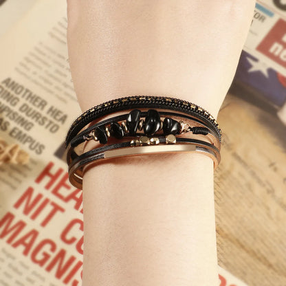 Simple Style Solid Color Pu Leather Plating Women's Wristband