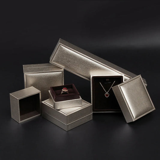 Simple Style Solid Color Pu Leather Satin Jewelry Boxes