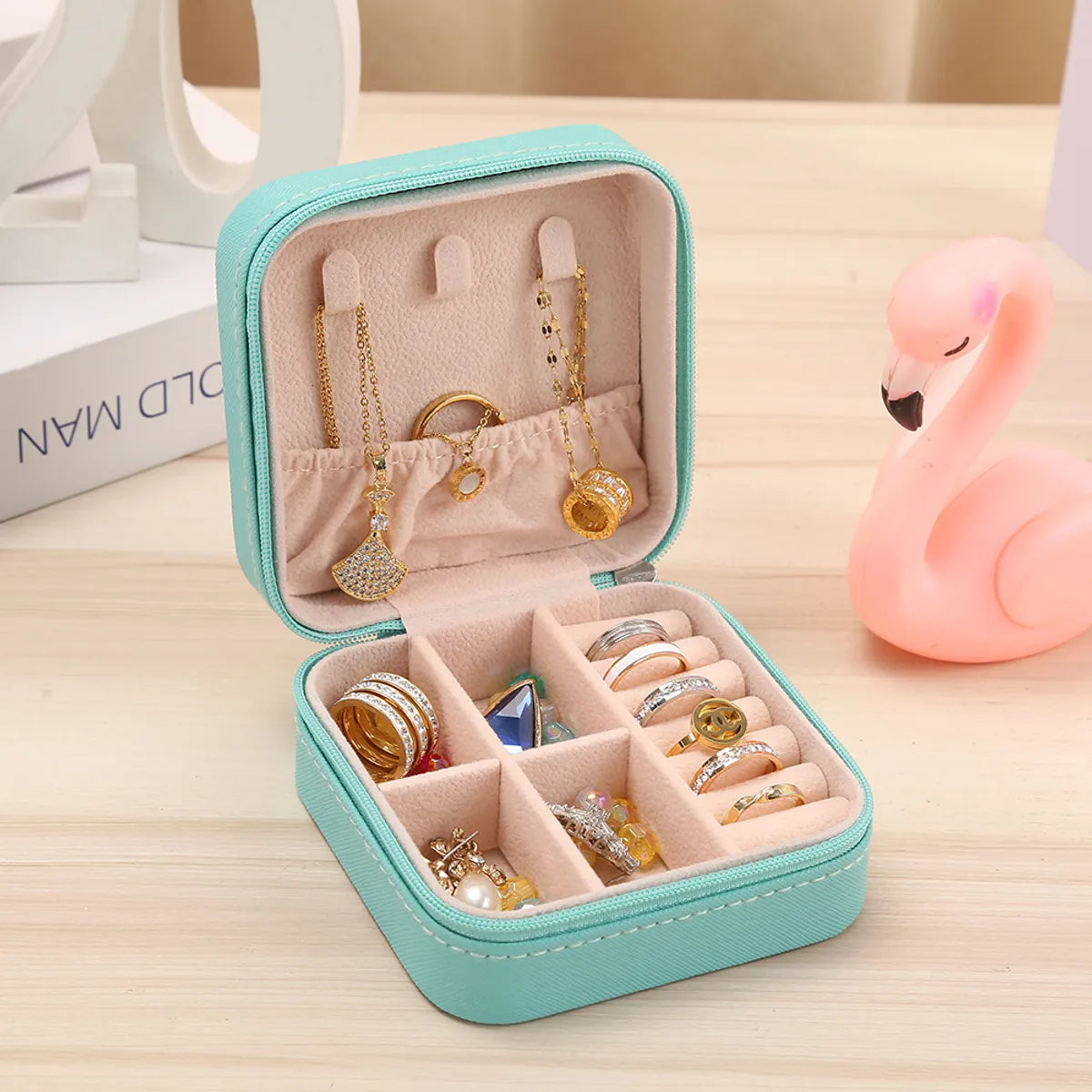 Simple Style Solid Color Pu Leather Velvet Wholesale Jewelry Boxes