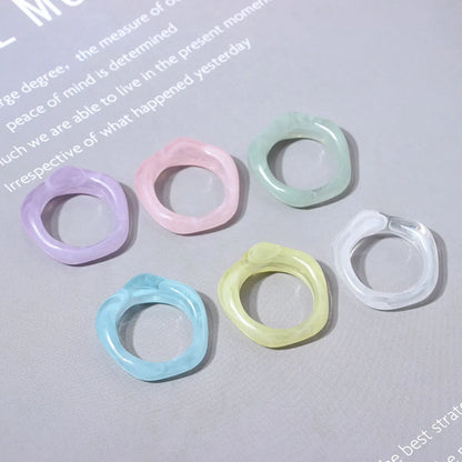 Simple Style Solid Color Resin Women's Rings