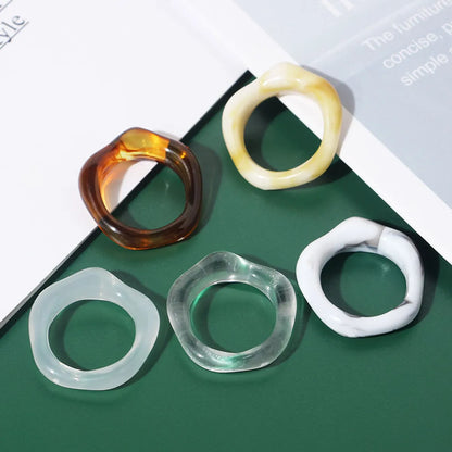 Simple Style Solid Color Resin Women's Rings