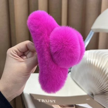 Simple Style Solid Color Rex Rabbit Fur Hair Claws