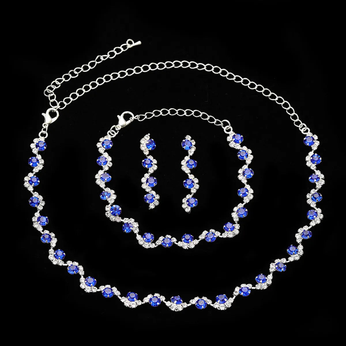 Simple Style Solid Color Rhinestone Inlay Zircon Jewelry Set