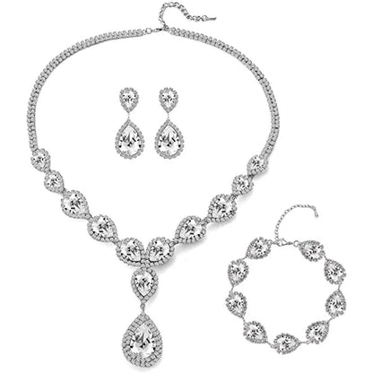 Simple Style Solid Color Rhinestone Inlay Zircon Jewelry Set