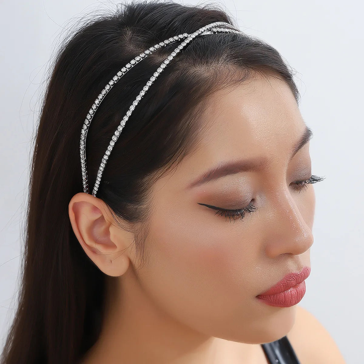 Simple Style Solid Color Rhinestone Plating Hair Band