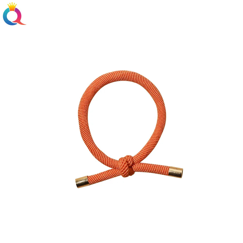 Simple Style Solid Color Rubber Band Metal Hair Tie 1 Piece