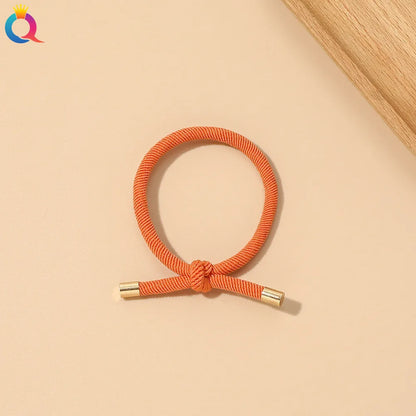 Simple Style Solid Color Rubber Band Metal Hair Tie 1 Piece