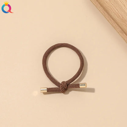 Simple Style Solid Color Rubber Band Metal Hair Tie 1 Piece