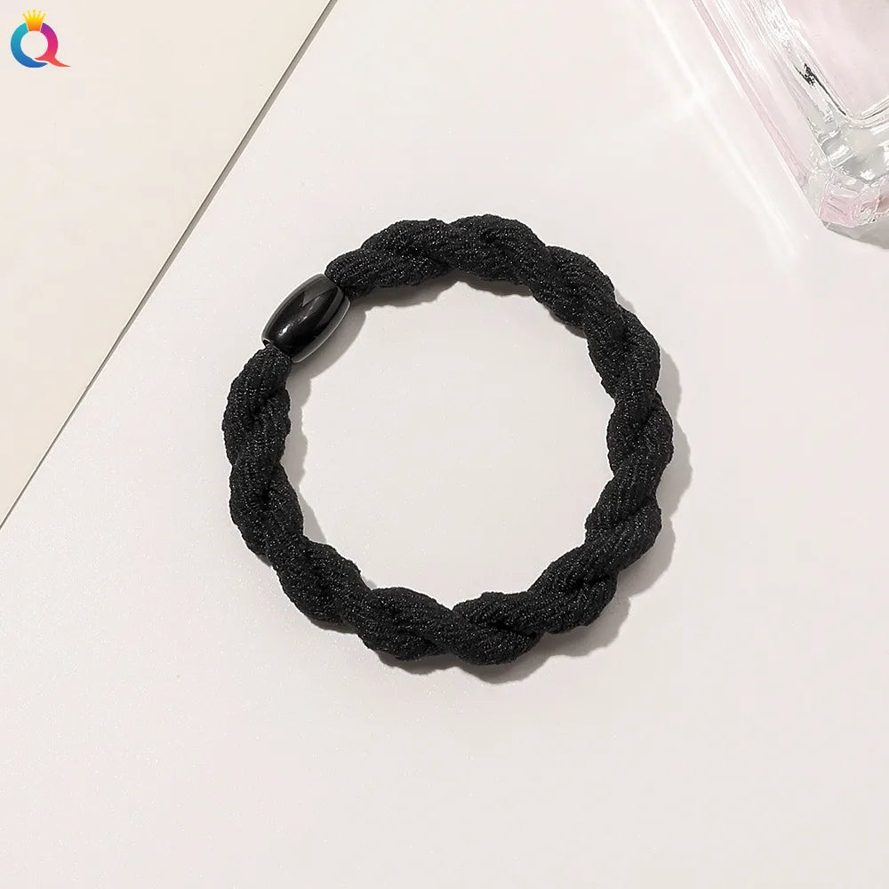 Simple Style Solid Color Rubber Band Metal Hair Tie 1 Piece