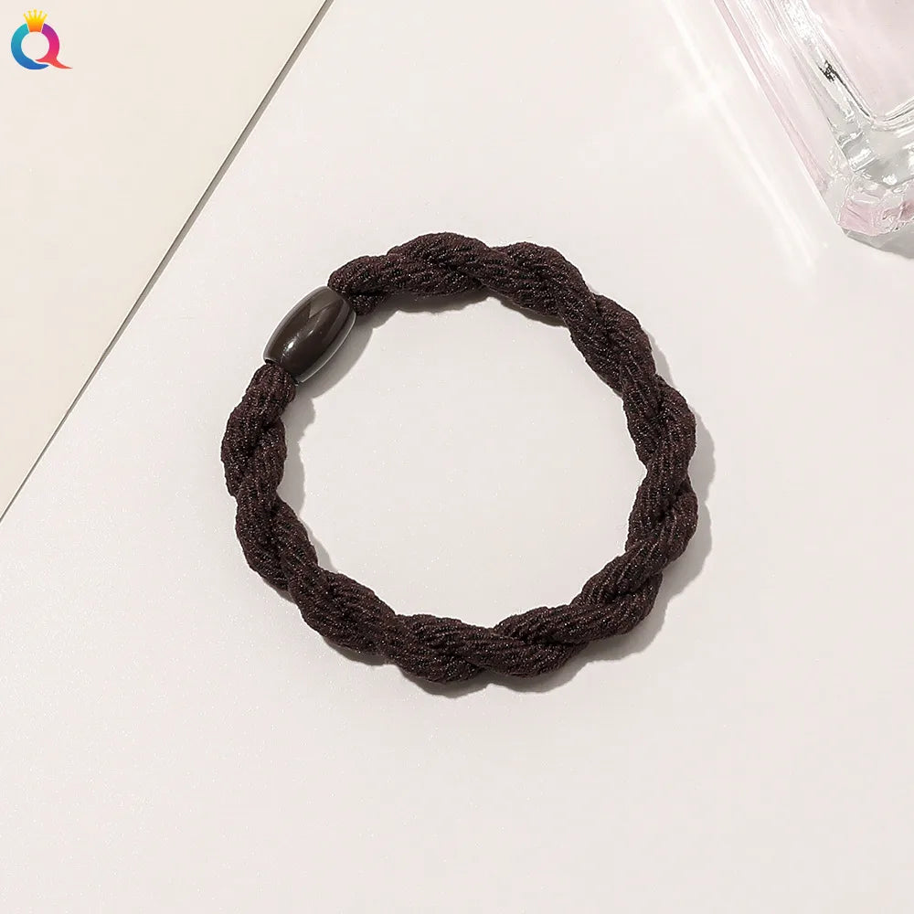 Simple Style Solid Color Rubber Band Metal Hair Tie 1 Piece