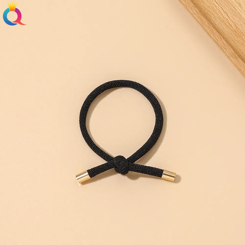 Simple Style Solid Color Rubber Band Metal Hair Tie 1 Piece