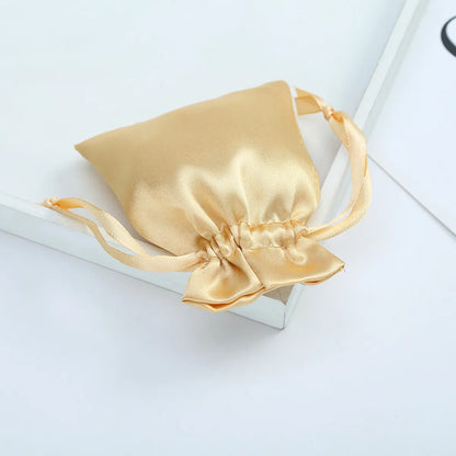 Simple Style Solid Color Satin Drawstring Jewelry Packaging Bags