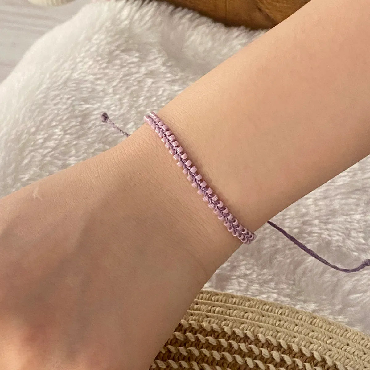 Simple Style Solid Color Seed Bead Rope Wholesale Drawstring Bracelets